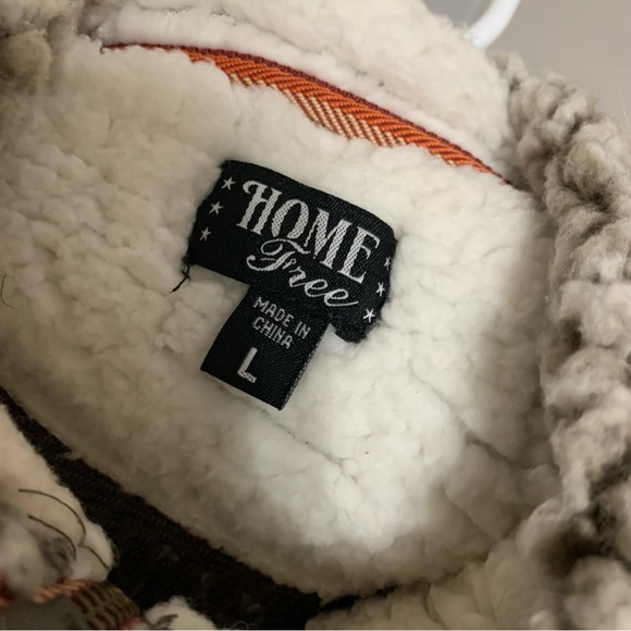 NWOT Men’s Beige Home Free Texas Logo Heavy Fleece Sherpa Zip Pullover Jacket - Picture 7 of 7